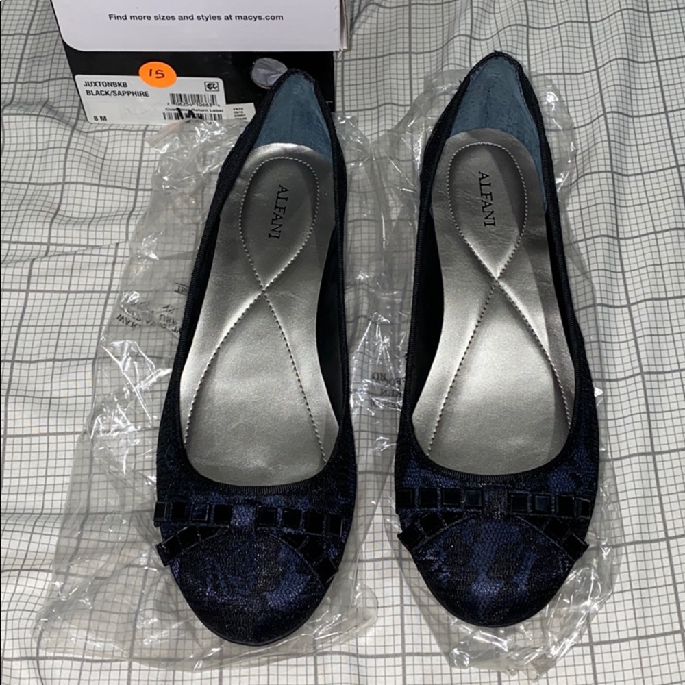 Alfani JuxtonBKB Black Sapphire Flats Shoes 👠